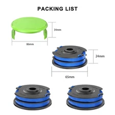 3PCS Spool & 1PCS Covers For Greenworks 21212 21272 Dual Line String Trimmer