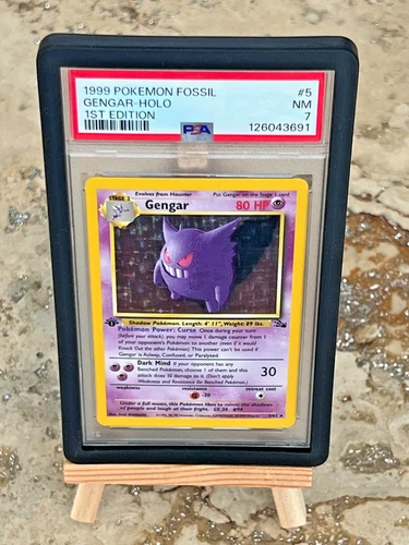1999 Pokemon Fossil Gengar 1st Edition Holo #5 PSA 7