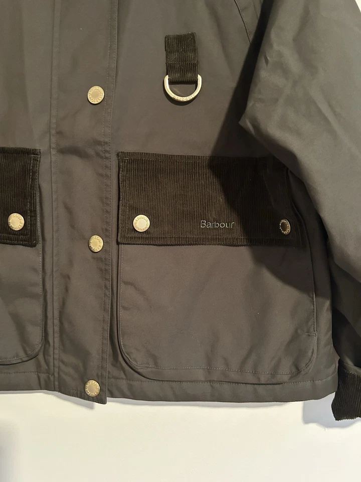 NWT Barbour Phoebe Casual Waxed Jacket Cropped Olive Green Size 4 US 8 UK - Image 3 of 4
