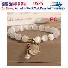 1pc Beaded Fashion Bracelet With Delicate Cat Pendant Simple Atmospheric