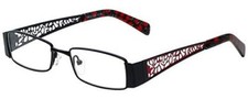Calabria 812 Womens Techno Optical Metal Reading Glasses Black Red Trellis 1.00