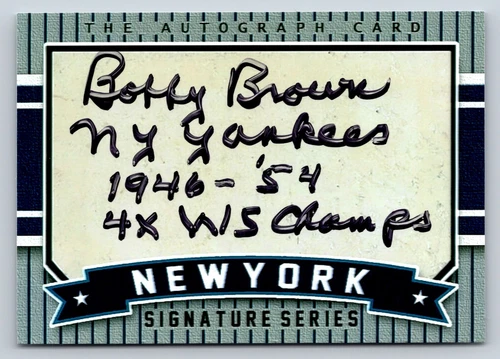 Bobby Brown Authentic Autographed Signed Custom Signature Baseball Legend Card
