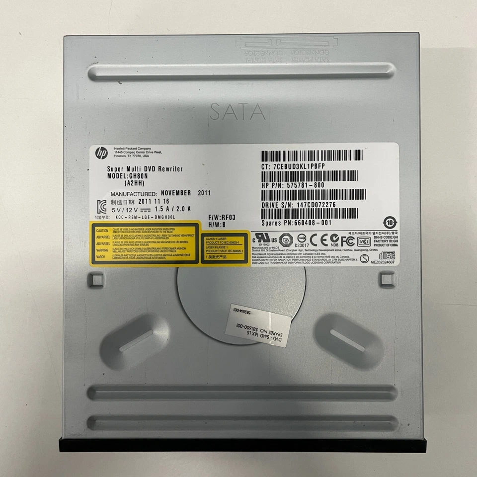 HP GH80N CD DVD±RW SATA DL Optical Disk Drive 575781-800 660408-001 F/W: RF03 - Image 2 of 4