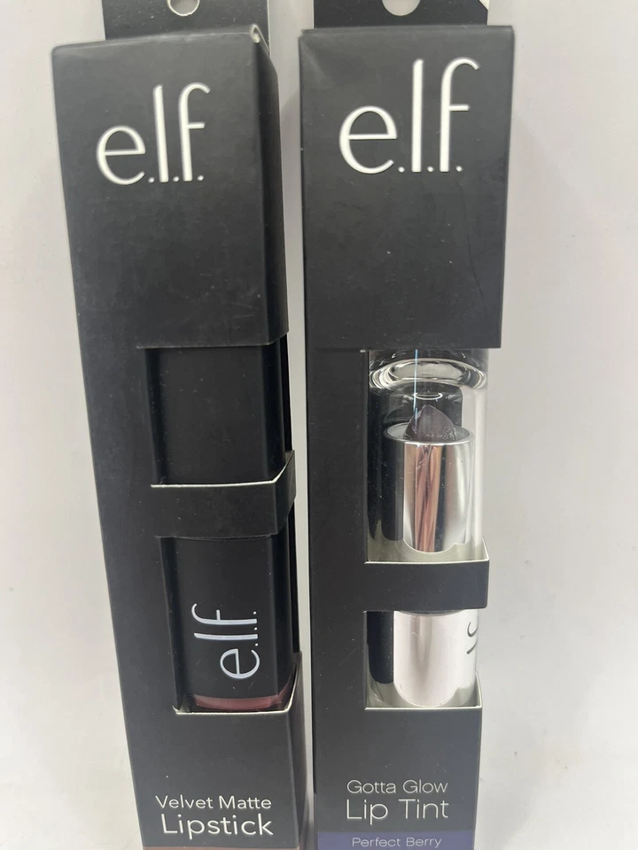 Lot Of 2 ELF Lip Colours Velvet Matte Deep Burgundy & Gotta Glow Lip Tint Berry - Image 3 of 4