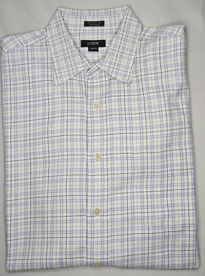 Mens J. Crew Long Sleeve Blue Multiplaid Button Up Shirt Size Large 16 16 1/2