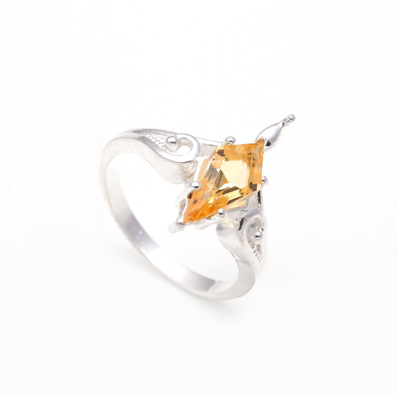 Natural Citrine Engagement Ring 925 Sterling Silver Ring Any Size