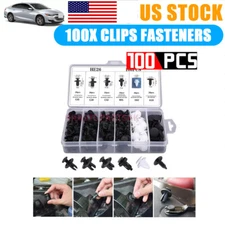 100 PCS Car Retainer Rivet Bumper Clips Plastic Fasteners Push Trim Pin Kit Auto