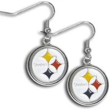 Earrings Steelers Pittsburgh Nfl Dangle Logo Team Licensed Jewelry Football New 