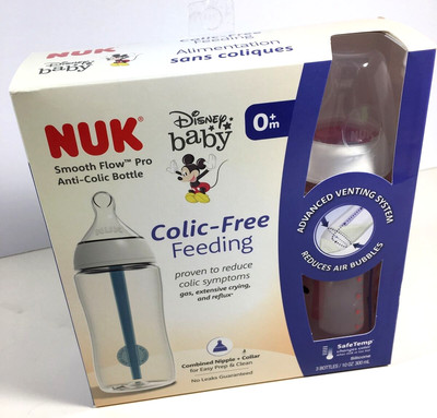 Disney BABY NUK 3 Pack BABY BOTTLE Mickey Mouse Smooth Flow 10oz Anti-Colic NEW