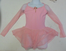 Skate Dance Ballet long sleeve skirted leotard pink small child Mesh skirt/slves
