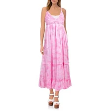 NWT RAVIYA Crochet Top Cotton Blend Tiered Beach Pool Cover-up Maxi Dress  S,M,L