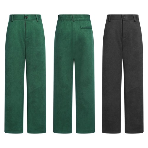 Kids Boys Suit Party Trousers Suede Pants Elastic Waist Festival Prom Ceremony - Picture 4 of 28