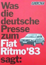 Fiat Ritmo Pressespiegel 1983 Prospekt Brochure Catalogue Broszura Folleto