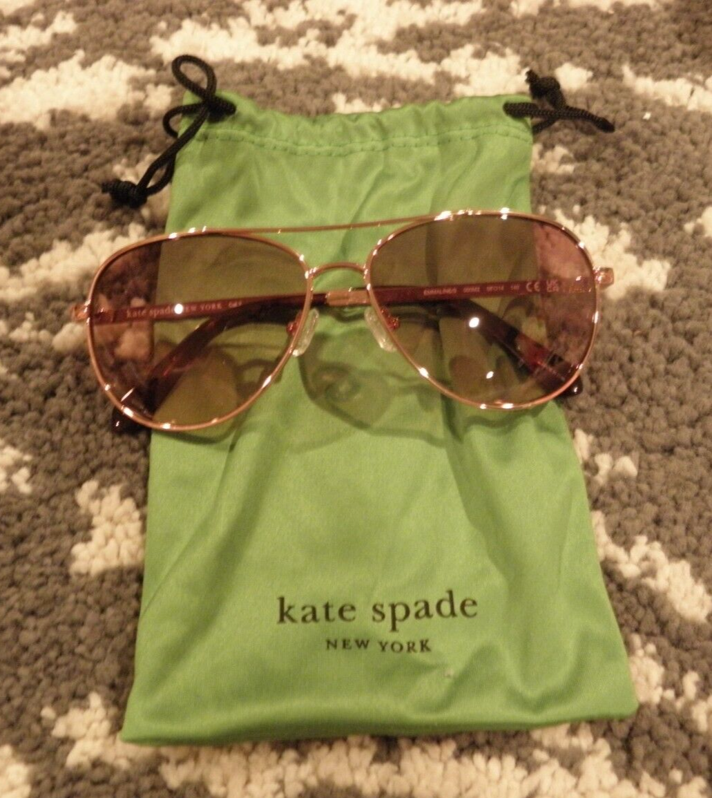 NEW Kate Spade New York Emmaline Rose Gold Aviator Sunglasses FabFitFun