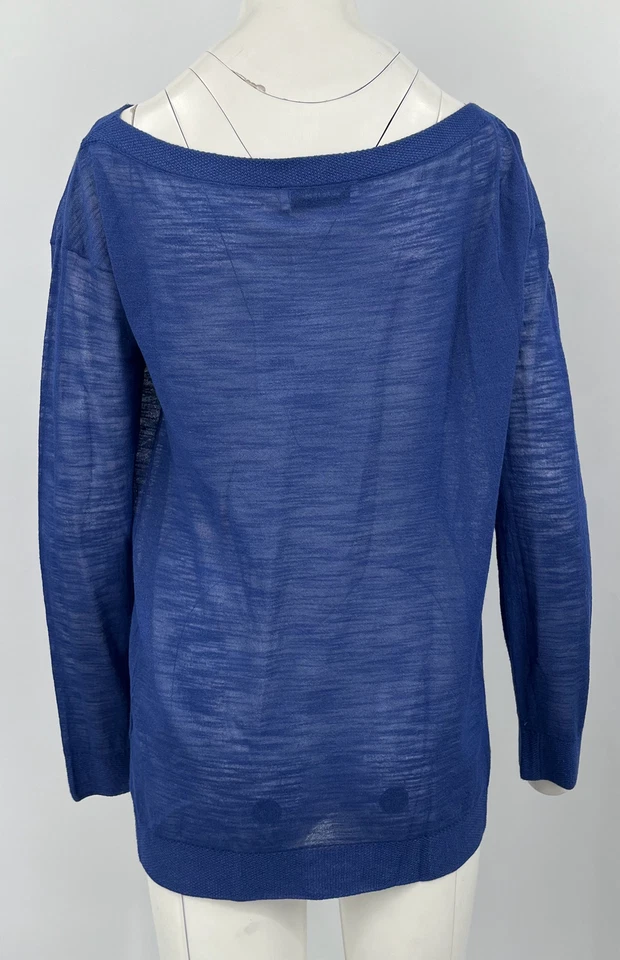 Mauro Grifoni Women's Blue Shimmer Accent Boat-Neck Shirt sz 46 - Image 3 of 4