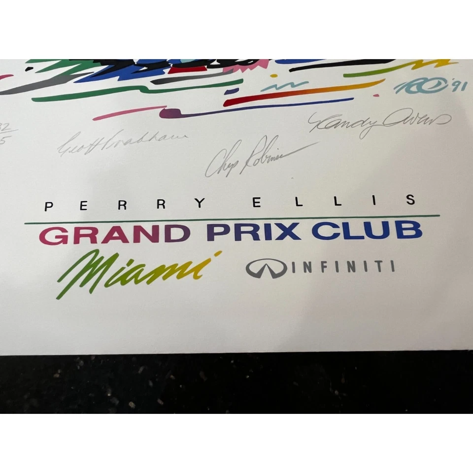 1991 Miami GRAND PRIX CLUB #/145 Serigraph Randy Owens signed Geoff Brabham & Ch - Image 4 of 4