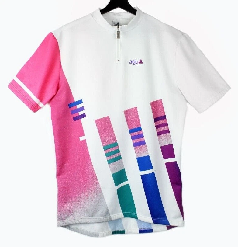 80s vintage AGU cycling t shirt graphic crazy pattern biking bike
