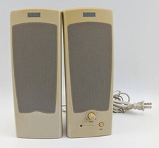 Pair Altec Lansing ACS21W 2.0 White/Beige Desktop Computer Speakers Set Retro