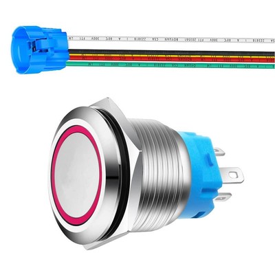 0,87 Zoll/22mm Edelstahl Drucktaster 230V AC 3A LED 1NO1NC SPDT