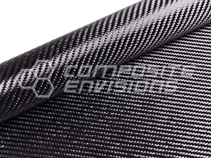 Tessuto In Fibra Di Carbonio 3K - 5.9 Once/200 GSM, Tessitura 2x2 Twill, Larghezza 1 Metro, Colore Nero