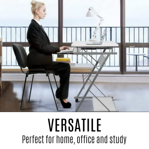 Desk Home Office Computer Small Sliding Tray Bottom PC Desk Laptop Table White - Picture 8 of 12