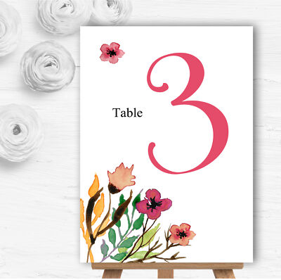Handschrift Schrift Aquarell Blumen Rosa Hochzeit Tischnummer Name Karten