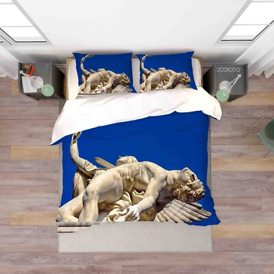3D Statue Kunst Modern Blau Quilt Cover Set Bettwäsche Sets Kissenbezüge