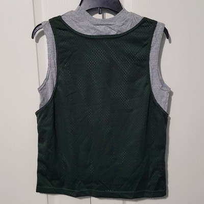 Basic Editions Activewear Jersey Shirt Boys Sz 10/12 Sleeveless Green Gray Tank