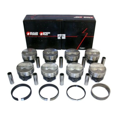 SPEED PRO Hypereutectic .125 Dome Pistons Set/8+CAST Rings Chevy 