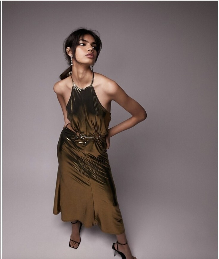 topshop cut out midi dress lame keyhole in gold XS AU Size:4.5 Floral midi ww0819 Baby Christmas Dress