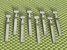 Oneida Northland DANISH FLING Stainless 8 Cocktail Forks Burnished Floral Heel