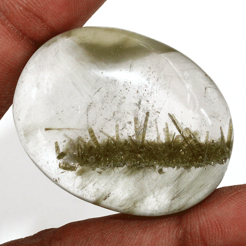 Turmalina verde natural de 128,65 quilates en cuarzo piedra preciosa de cabujón rara de alta calidad - Imagen 1 de 16