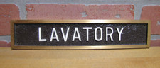 LAVATORY Old Embossed Advertising Sign Bathroom Restroom Toilet Bronze Brass Ad