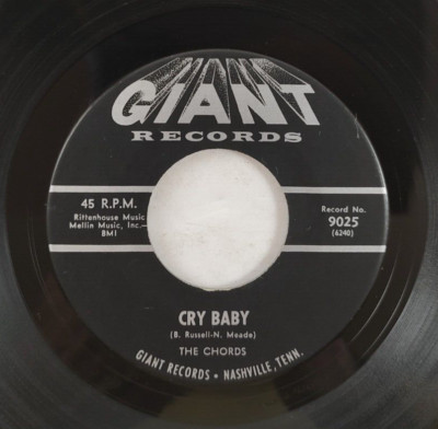 The Chords   Cry Baby / Mickey's Monkey ~ 1963 Pop Rock Vocal Giant 45 RPM