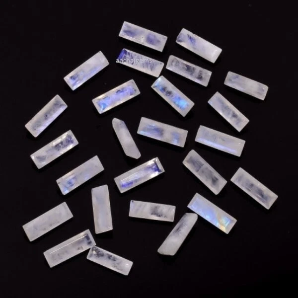 6X3MM-20X10MM NATURAL RAINBOW MOONSTONE BAGUETTE CUT FACETED LOOSE GEMSTONE - image 3 of 3