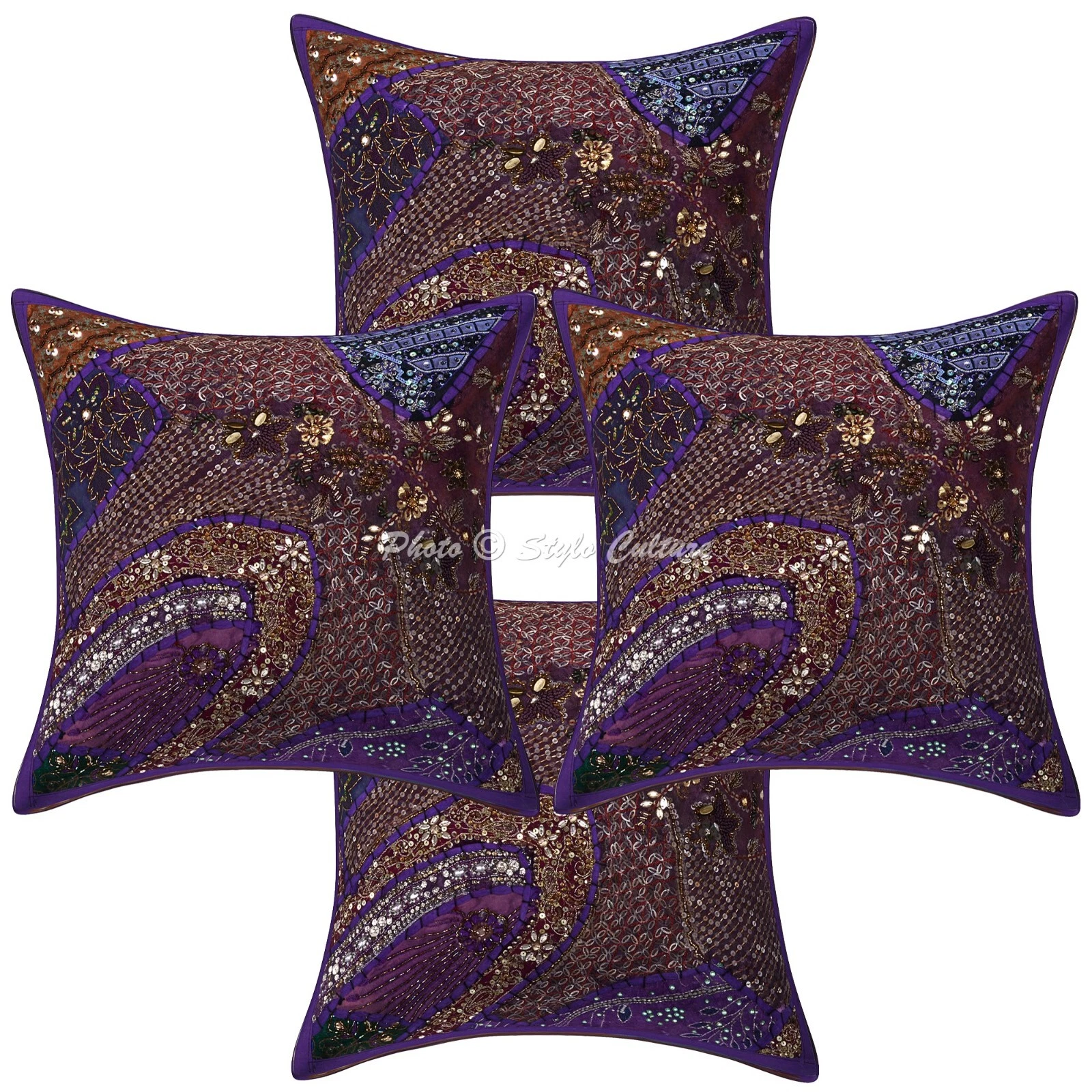 New Home Decor Boho Beaded 16 x 16 in Pillow Cover Case Handwoven Cushion Room