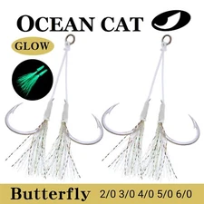OCEAN CAT Fishing Assist Hook Butterfly Slow Fall Glow Jigging Jigs Circle Hooks