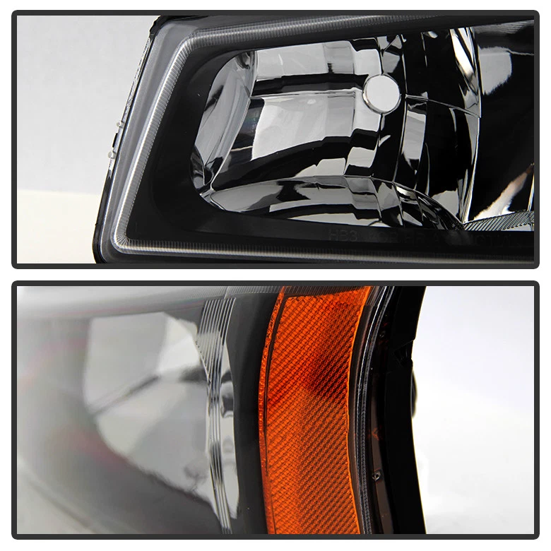 Faróis Chevy Silverado Avalanche pretos 2003-2006 + lâmpadas de estacionamento de sinal de para-choque - Imagem 3 de 4