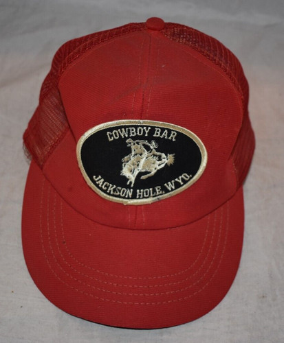 Vintage Cowboy Bar Jackson Hole, Wyoming Red Trucker Hat Snapback