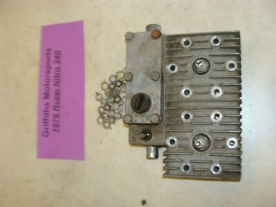 1976 RUPP NITRO 340 440? cylinder head NICE w spark plugs nuts water ...