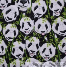 BonEful Fabric FQ Cotton Quilt Black White B W Panda Bear China Zoo Green Bamboo