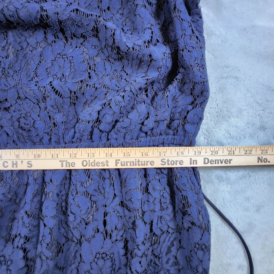 Lauren Ralph Lauren Jumpsuit 16W Blue Floral Lace Stretch Scalloped Feminine - Image 4 of 4