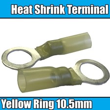 Image of Yellow Heat Shrink Ring Insulated Electrical 10.5mm non Crimp Terminals Cable