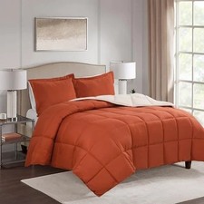 3pc King Size Comforter Set - All Season Reversible King/Cal King Burnt Orange