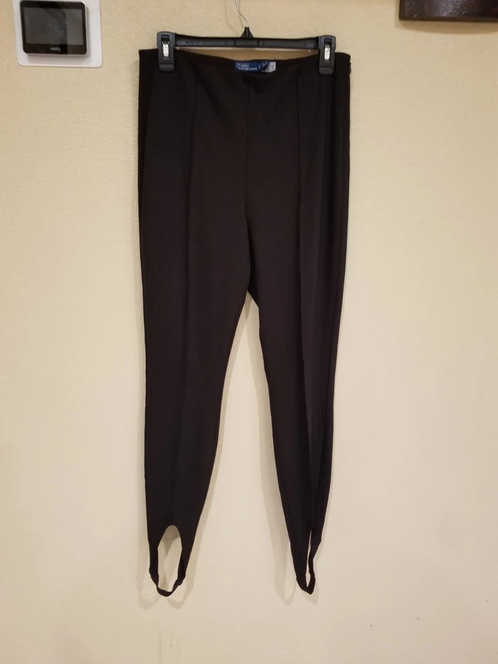 Legging Polo Ralph Lauren Estribo Elastizado Cremallera Lateral Marrón Oscuro Talla L Foto 2 de 4