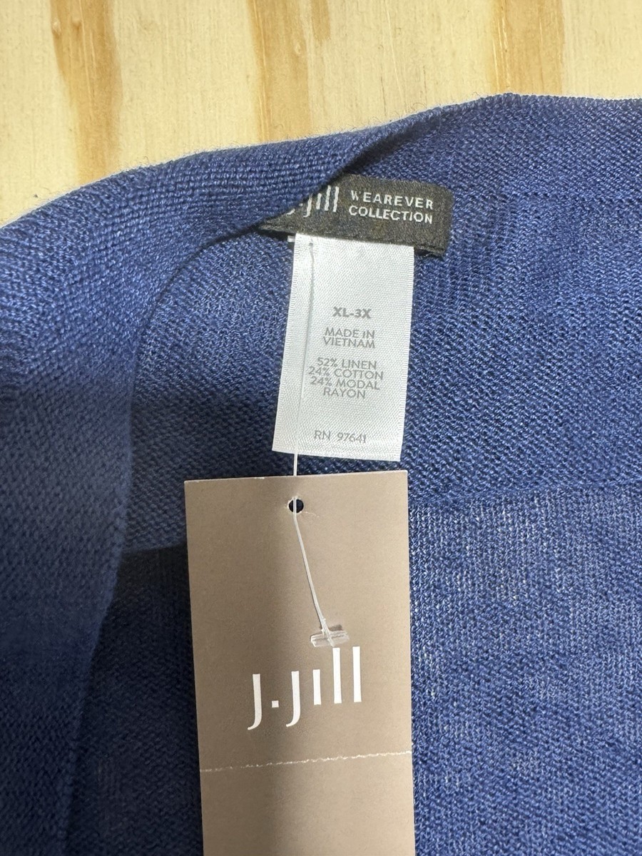 J Jill Wearever Collection Blue Wrap Cardigan Ruana XL 2X 3X Linen