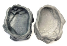 2 x Gray Repti Rock Reptile Food And Water Dish WD-30 Size medium resin