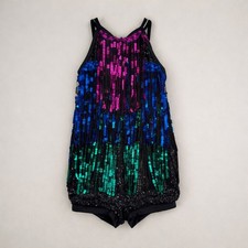 WEISSMAN Boom Boom Biketard Size Medium MC Sequin Fringe Flapper Dance Costume