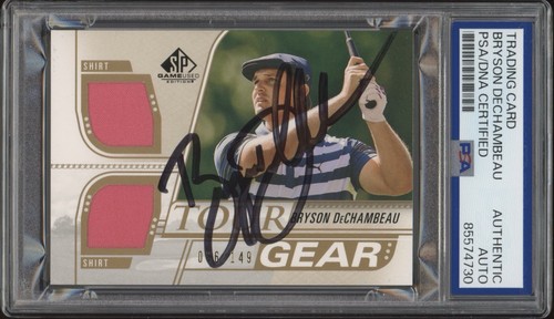 2021 SP Game Used Golf Bryson DeChambeau Rookie Tour Gear Gold Auto /149 PSA RC