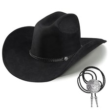 Western Cowboy Hat for Men Women,Shapeable Wide Brim Felt Large-X-Large Black-c
